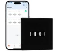 BSEEDLIFE Interruptor Inteligente WiFi Empotrado,Smart Interruptor Táctil Pared,3 Gang 1 Vía 86 * 86 mm,Compatible con Alexa y Google Home (Aplicación Tuya/Smart Life),Negro
