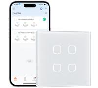 BSEEDLIFE Interruptor Inteligente WiFi Empotrado,Smart Interruptor Táctil Pared,4 Gang 1 Vía 86 * 86 mm,Compatible con Alexa y Google Home (Aplicación Tuya/Smart Life),Blanco