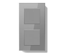 BSEEDLIFE Interruptor Pared Doble de Luz Empotrable,Interruptor Conmutador de Pared con Marco de Cristal,1 Gang 2 Vías+1 Gang 2 Vías Fácil Instalación,157 * 86mm Gris