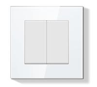 BSEEDLIFE Interruptor Pared Empotrable,Interruptor Conmutador de Pared con Marco de Cristal,2 Gang 1 Vía Fácil Instalación,Para Sala de Estar,Dormitorio y Pasillo,86 * 86mm Blanco