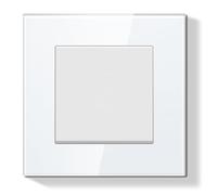 BSEEDLIFE Interruptor Pared Empotrable,Interruptor de Reinicio Conmutador de Pared con Marco de Cristal,1 Gang 1 Vía Fácil Instalación,86 * 86mm Blanco