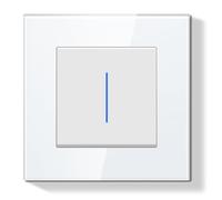 BSEEDLIFE Interruptor Pared,Interruptor de Pared con Marco de Cristal con LED Indicador,Reset 1 Gang 1 Vía,86 * 86mm Blanco