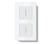 BSEEDLIFE Interruptor Pared,Interruptor de Pared con Marco de Cristal con LED Indicador,Reset 1 Gang 1 Vía+1 Gang 1 Vía,157 * 86mm Blanco