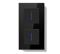 BSEEDLIFE Interruptor Pared,Interruptor de Pared con Marco de Cristal con LED Indicador,Reset 1 Gang 1 Vía+1 Gang 1 Vía,157 * 86mm Negro