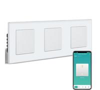 BSEEDLIFE Smart Interruptor de luz empotrado, 228 x 86 mm, 1 posición, 3 interruptores Zigbee con marco de cristal, interruptor de pared inteligente para Smart Home, compatible con Alexa, Google Home
