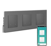BSEEDLIFE Smart Interruptor de luz empotrado, 228 x 86 mm, 2 enchufes, 3 interruptores Zigbee con marco de cristal, interruptor de pared inteligente para Smart Home, compatible con Alexa, Google Home