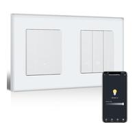 BSEEDLIFE Smart - Interruptor de luz WiFi con regulador de intensidad WiFi, 3 interruptores de pared y regulador de intensidad compatible con Alexa/Google Home, interruptor de luz empotrado regulable