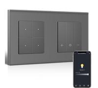 BSEEDLIFE Smart - Interruptor de luz WiFi con regulador de intensidad WiFi, 4 interruptores de pared y regulador de intensidad compatible con Alexa/Google Home, interruptor de luz empotrado regulable