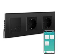 BSEEDLIFE Smart Zigbee - Interruptor de luz con enchufe normal, marco de cristal, interruptor inteligente, empotrable, compatible con Alexa y Google Home, 228 x 86 mm, interruptor de pared triple, 1