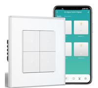 BSEEDLIFE Zigbee Interruptor Inteligente Pared,4 Gang 1 Vía 86 * 86mm,Interruptor Zigbee Commutador de luz Compatible con Alexa y Google Home(Aplicación Tuya/Smart Life),Blanco