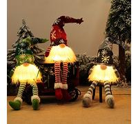Bseical 3 Piezas Gnomo NavideñO Iluminado Papá Noel, DecoracióN De Navidad con Luz Led, MuñEco Sin Rostro Gnomo, MuñEca De Felpa Hecha A Mano De Papá, Bateria Cargada(Medio, Rojo Gris Verde)