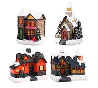 Bseical Pueblos Navideños en Miniatura LED, Pueblo Navideño con Luz, Pueblo Navideño Casa de Resina, Casita de Navidad Que Brilla Intensamente, Luz de Noche, Decoracion Navidad Hogar Luz (CDGH)