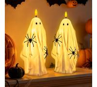 Bseical Velas LED sin llama para Halloween, funciona con pilas, para terror, espeluznante, Halloween, decoración, regalo de decoración, 2 unidades