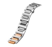BSEIXIKRB Correa de reloj acero inoxidable metal para hombres y mujeres compatible con pulsera cadena correa globo azul Cartier 14-8 16-8 18-11 mm 20-12 22-14(Silver Rose Gold,22.14mm)