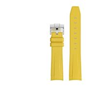 BSEIXIKRB Rubber Watchband Compatible With Rolex Compatible With Omega X Swatch Joint MoonSwatch Constellation Waterproof Sports 20mm Watch Strap Curved End Band(Yellow SR buckle)
