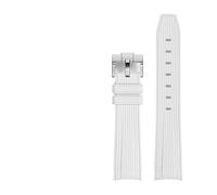 BSEIXIKRB Rubber Watchband Compatible With Rolex Compatible With Omega X Swatch Joint MoonSwatch Constellation Waterproof Sports 20mm Watch Strap Curved End Band(White SR buckle)