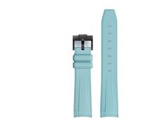 BSEIXIKRB Rubber Watchband Compatible With Rolex Compatible With Omega X Swatch Joint MoonSwatch Constellation Waterproof Sports 20mm Watch Strap Curved End Band(Sky blue Bk)