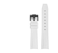 BSEIXIKRB Rubber Watchband Compatible With Rolex Compatible With Omega X Swatch Joint MoonSwatch Constellation Waterproof Sports 20mm Watch Strap Curved End Band(White BK buckle)