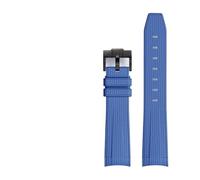 BSEIXIKRB Rubber Watchband Compatible With Rolex Compatible With Omega X Swatch Joint MoonSwatch Constellation Waterproof Sports 20mm Watch Strap Curved End Band(Blue BK buckle)