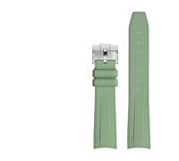 BSEIXIKRB Rubber Watchband Compatible With Rolex Compatible With Omega X Swatch Joint MoonSwatch Constellation Waterproof Sports 20mm Watch Strap Curved End Band(Green SR buckle)