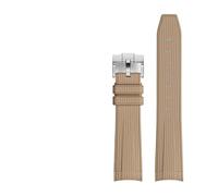 BSEIXIKRB Rubber Watchband Compatible With Rolex Compatible With Omega X Swatch Joint MoonSwatch Constellation Waterproof Sports 20mm Watch Strap Curved End Band(Brown SR buckle)