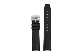 BSEIXIKRB Rubber Watchband Compatible With Rolex Compatible With Omega X Swatch Joint MoonSwatch Constellation Waterproof Sports 20mm Watch Strap Curved End Band(Black SR buckle)