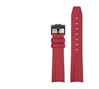 BSEIXIKRB Rubber Watchband Compatible With Rolex Compatible With Omega X Swatch Joint MoonSwatch Constellation Waterproof Sports 20mm Watch Strap Curved End Band(Red BK buckle)