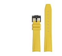 BSEIXIKRB Rubber Watchband Compatible With Rolex Compatible With Omega X Swatch Joint MoonSwatch Constellation Waterproof Sports 20mm Watch Strap Curved End Band(Yellow BK buckle)