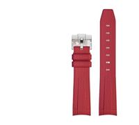 BSEIXIKRB Rubber Watchband Compatible With Rolex Compatible With Omega X Swatch Joint MoonSwatch Constellation Waterproof Sports 20mm Watch Strap Curved End Band(Red SR buckle)