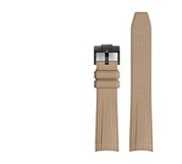 BSEIXIKRB Rubber Watchband Compatible With Rolex Compatible With Omega X Swatch Joint MoonSwatch Constellation Waterproof Sports 20mm Watch Strap Curved End Band(Brown BK buckle)