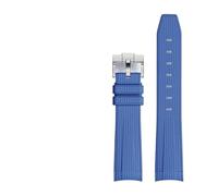 BSEIXIKRB Rubber Watchband Compatible With Rolex Compatible With Omega X Swatch Joint MoonSwatch Constellation Waterproof Sports 20mm Watch Strap Curved End Band(Blue SR buckle)
