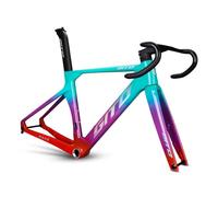 BSFHQS 700C Cuadro De Bicicleta De Carretera De Carbono 46/49/52CM Cuadro De Carreras Aerodinámico con Freno De Disco, Eje Pasante F12×100mm R12×142mm, Manillar Integrado(Blue Purple,49CM)