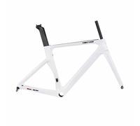 BSFHQS 700c Cuadro De Bicicleta De Carretera De Fibra De Carbono con Freno De Disco 46/48/50/52/54cm Cuadro Aero Race Eje Pasante F12×100mm R12×142mm, Enrutamiento Interno T47(White,48CM)