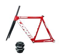 BSFHQS 700C Cuadro De Bicicleta De Piñón Fijo 53CM 55CM 57CM Cuadro De Bicicleta De Pista De Carreras De Aleación De Aluminio con Horquilla De Carbono, Liberación Rápida 100/120mm QR(Rot,57cm)