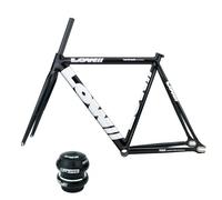 BSFHQS 700C Cuadro De Bicicleta De Piñón Fijo 53CM 55CM 57CM Cuadro De Bicicleta De Pista De Carreras De Aleación De Aluminio con Horquilla De Carbono, Liberación Rápida 100/120mm QR(Black 1,55cm)