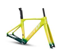 BSFHQS Cuadro De Bicicleta De Carretera Aero 700C Cuadro De Freno De Disco De Fibra De Carbono Completo De 46/49/52CM Eje Pasante F12×100mm R12×142mm(Groen,46CM)