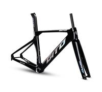 BSFHQS Cuadro De Bicicleta De Carretera Aero 700C Cuadro De Freno De Disco De Fibra De Carbono Completo De 46/49/52CM Eje Pasante F12×100mm R12×142mm(Black,49CM)
