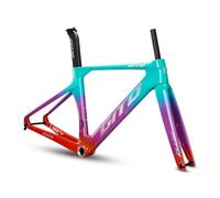 BSFHQS Cuadro De Bicicleta De Carretera Aero 700C Cuadro De Freno De Disco De Fibra De Carbono Completo De 46/49/52CM Eje Pasante F12×100mm R12×142mm(Blue Purple,52CM)