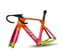 BSFHQS Cuadro De Fibra De Carbono 700C Marco De Bicicleta De Carretera Aerodinámico De 46/49/52CM, Freno De Disco, Eje Pasante F12×100mm R12×142mm(Orange Pink,52CM)