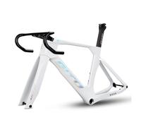 BSFHQS Cuadro De Fibra De Carbono 700C Marco De Bicicleta De Carretera Aerodinámico De 46/49/52CM, Freno De Disco, Eje Pasante F12×100mm R12×142mm(White,52CM)