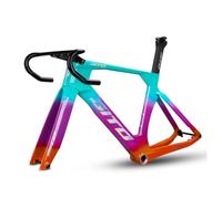 BSFHQS Cuadro De Fibra De Carbono 700C Marco De Bicicleta De Carretera Aerodinámico De 46/49/52CM, Freno De Disco, Eje Pasante F12×100mm R12×142mm(Blue Purple,49CM)