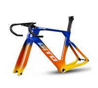 BSFHQS Cuadro De Fibra De Carbono 700C Marco De Bicicleta De Carretera Aerodinámico De 46/49/52CM, Freno De Disco, Eje Pasante F12×100mm R12×142mm(Blue Orange,49CM)