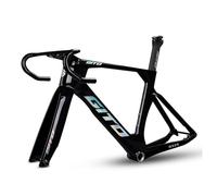 BSFHQS Cuadro De Fibra De Carbono 700C Marco De Bicicleta De Carretera Aerodinámico De 46/49/52CM, Freno De Disco, Eje Pasante F12×100mm R12×142mm(Black,46CM)