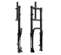 BSFHQS Horquilla Bicicleta De Montaña Fat Bike 20 Pulgadas * 4,0 Neumático 120mm Recorrido 1-1/8" Bicicleta De Montaña Air Double Shoulder Rebote Ajustable Freno Disco 9 * 135mm QR(Black)