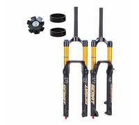 BSFHQS Horquilla De Aire De 27,5/29" Tubo Recto/cónico De 1-1/8" Horquilla De Suspensión De Bicicleta De Montaña XC Am Frenos De Disco Recorrido 160mm Amortiguación 9 * 100mm QR(28.6-Black Gold,29")