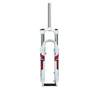 BSFHQS Horquilla De Suspensión De Bici Viaje 110mm BTT Horquilla Mecánica De 26 Pulgadas 1-1/8" Tubo Recto Horquillas Delanteras De Bici De Montaña Freno De Disco/V QR 9mm(White Red)