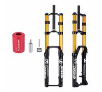 BSFHQS Horquilla De Suspensión De Montaña 27,5/29" Recto De 1-1/8" Recorrido 180mm XC/Am Downhill Horquilla Delantera De Doble Corona Freno De Disco 15x110mm Boost Amortiguación(Black Gold,27.5in)