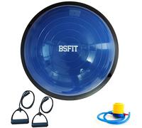 BSFIT Base Rígida media esfera, semi pelota balón de 46 cm de Diámetro, con Gomas Elásticas e Inflador, Azul, semiesfera equilibrio, equilibrio fitness