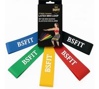 bsfit Gomas Elásticas Musculación (5 Bandas 30 CM X 5CM CIRULARES Latex) Elastico de Resistencia y Cinta estiramientos - Gomas elásticas Fitness BSFIT