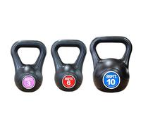 BSFIT Pesa Rusa Kettlebell Fabricada en España, Agarre Ergonómico, Base Estable, Entrenamiento de Fuerza y Fitness, 3 a 14 kg (SET 3-6 Y 10KG)